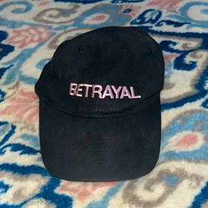 Black Betrayal Hat with Pink Print